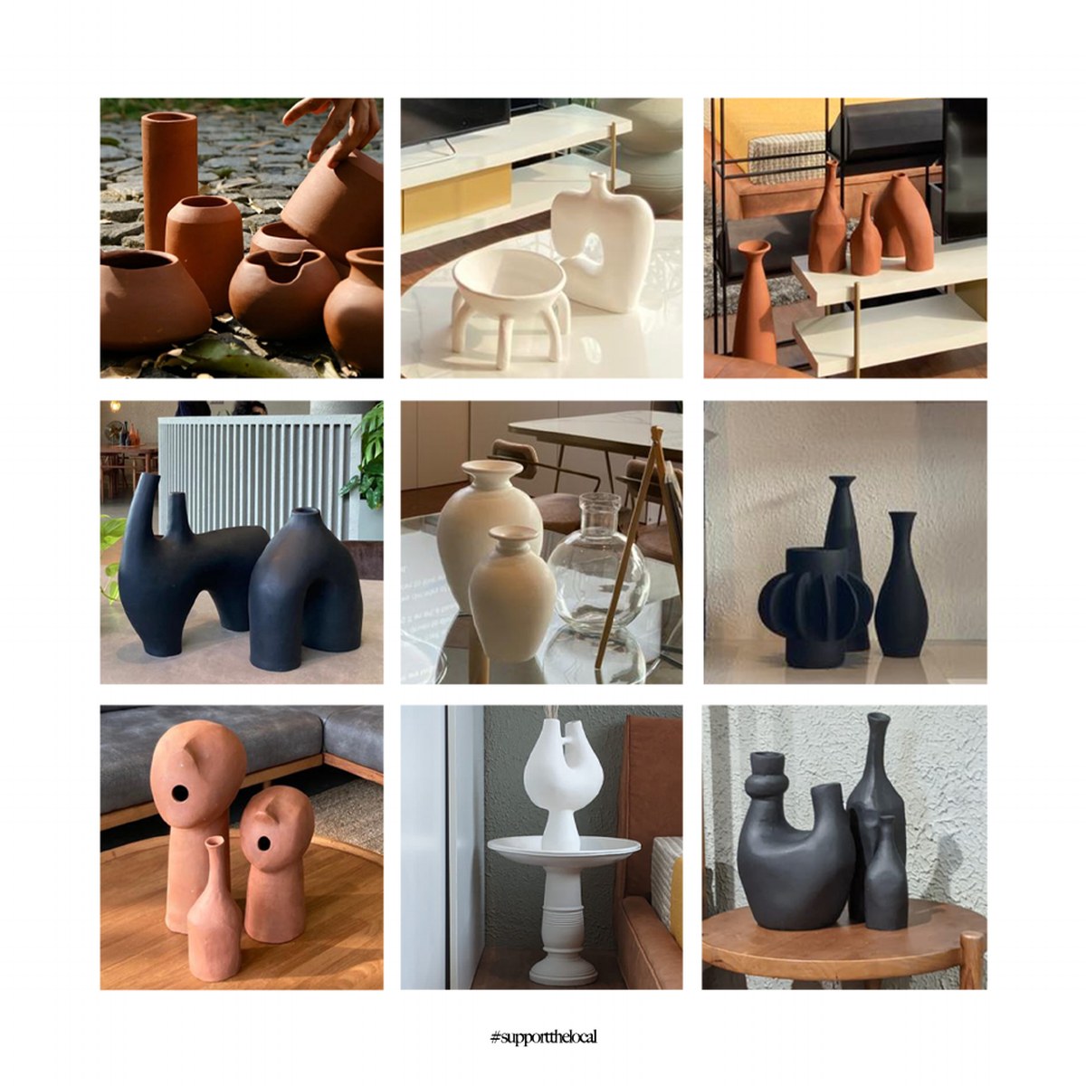 Brochure page showing handmade terracotta decor pieces